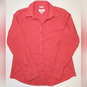 Talbots DARK PINK Wrinkle Resistant Long Sleeve Blouse Size 4